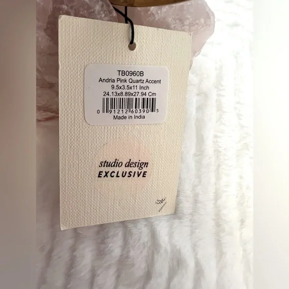 Source and Co. NWT Stunning Genuine Rose Quartz with Round Brass Mounted Mirror - Picture 9 of 10